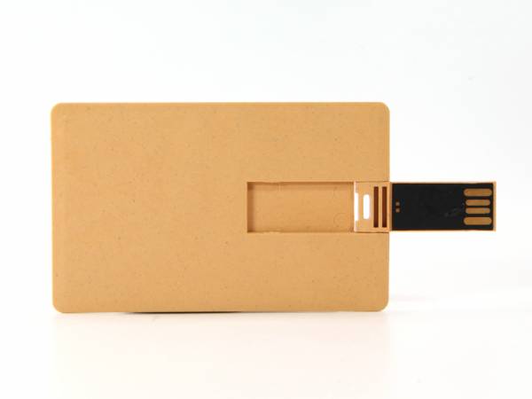 USB-Stick in schlichter, beiger Form mit einem ausziehbaren Anschluss für optimale Handhabung und individuelles Branding.