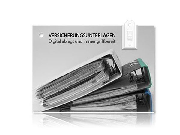 USB-Karte zur Speicherung von Versicherungsunterlagen, praktisch und jederzeit griffbereit.