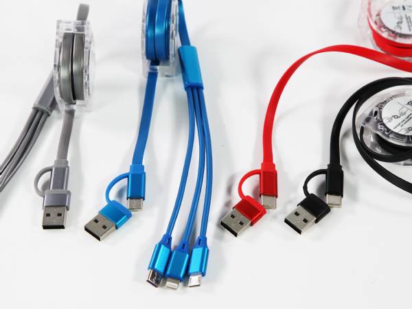Dual-Input Type C Ladekabel 3fach - Roll Up