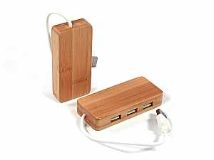 USB Hub Bambus gravierbar als Werbegeschenk