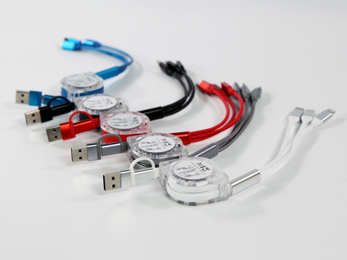 Dual-Input Type C Ladekabel 3fach - Roll Up