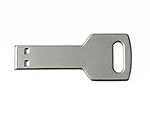 USB-Stick in schlichter Schlüssel-Form aus Metall, ideal für individuelle Werbedrucke und Unternehmenslogos.