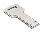 Stylischer USB-Stick in Schlüssel-Form, ideal für personalisierte Werbeaktionen mit Logoplatz.