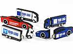 USB-Sticks in Form von Autos und Lkw, individuell gestaltbar mit Logo und kreativen Designs für Werbezwecke.