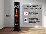 Matrix LED Tower mit 115 cm Höhe, superheller Anzeige auf allen vier Seiten für individuelle Werbung und Anpassung per App.