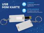 USB Mini Karte mit individuellem Druckbereich und Möglichkeit, Daten auf Wunsch aufzuspielen. Praktisch und werbewirksam.