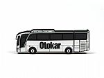 USB-Stick in Form eines Reisebusses mit edlem Design und Platz für individuelle Logo-Drucke.