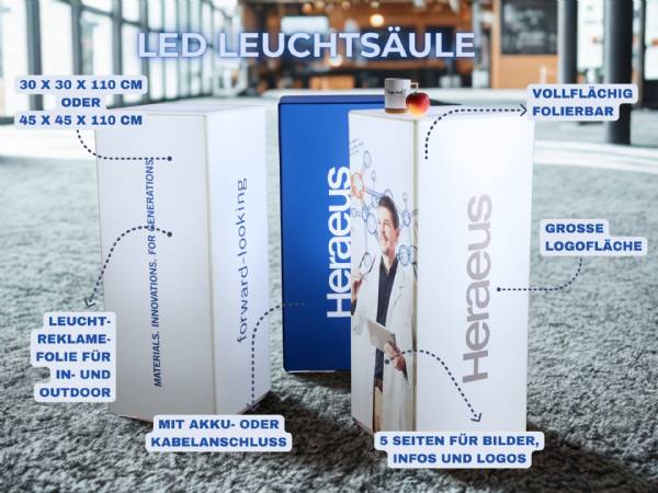 LED Leuchtsäule mit Logo bedruckbar