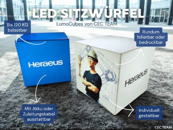 LED Sitzwürfel mit Logo