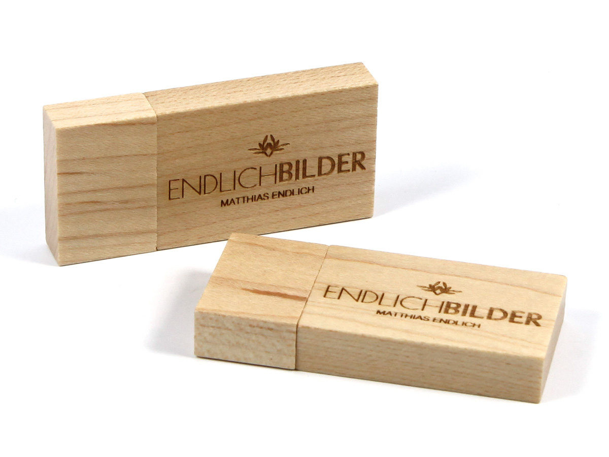 usb stick holz natur hell logo bilder