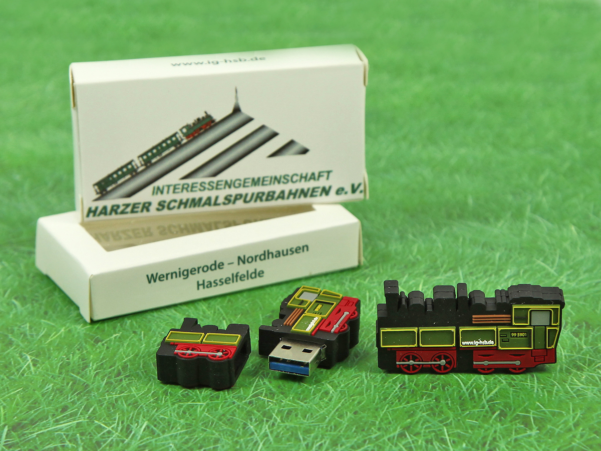 usb stick lock eisenbahn zug schwarz verpackung weiss