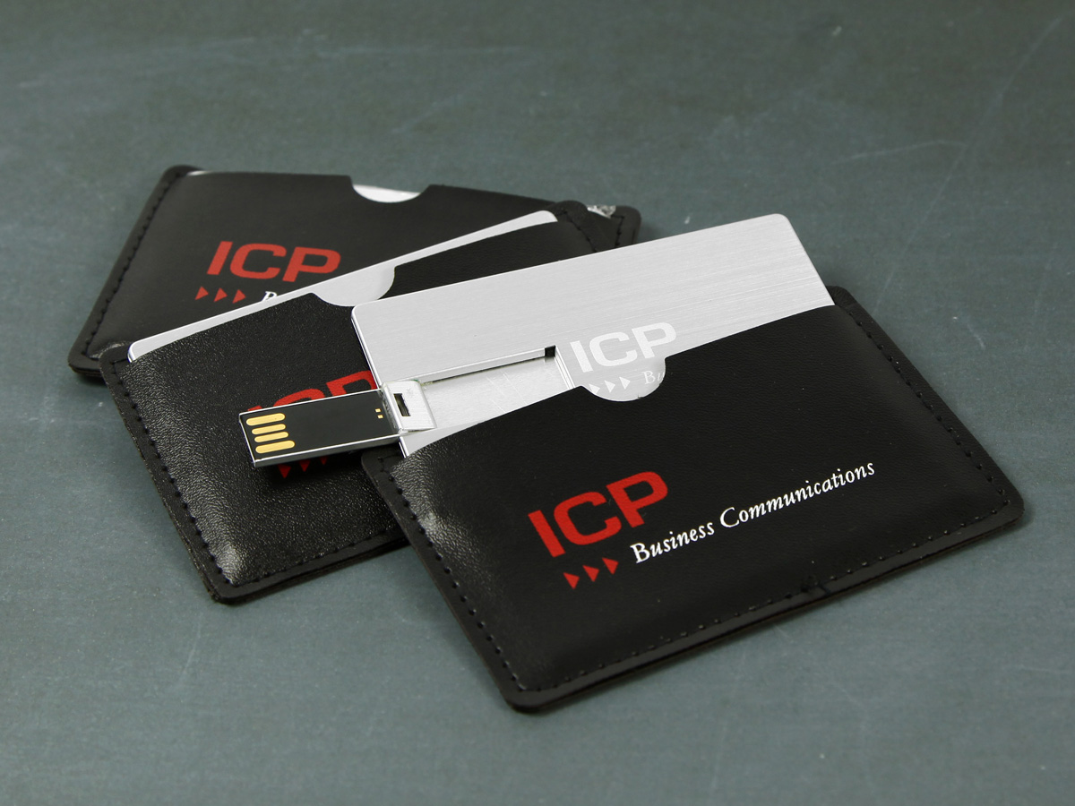usb stick visitenkarte lederetui edel schwarz logo