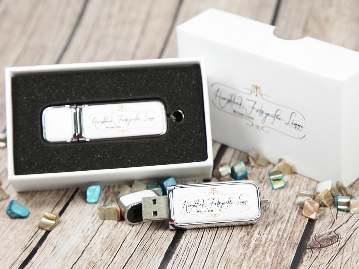 USB-Stick Leder Geschenkbundle weiß