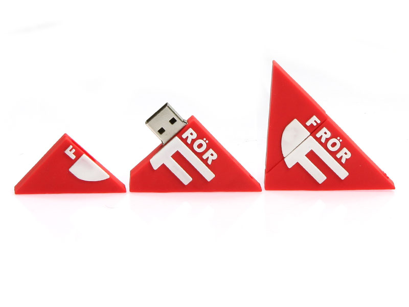 logo dreieckig, USB-Stick Sonderanfertigung Logo Frör rot, CustomLogo, PVC