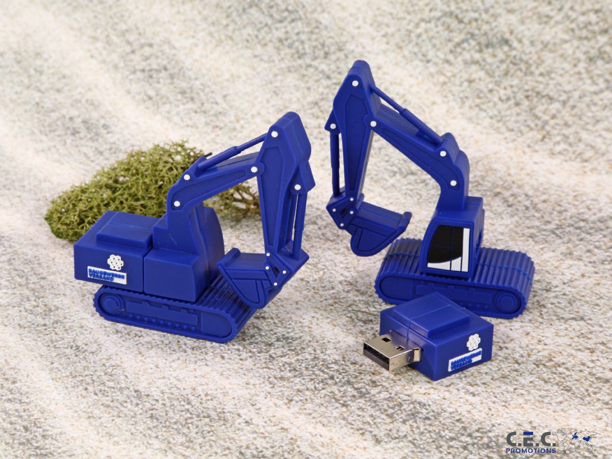 usb stick bagger bau baustelle schaufelbagger logo kreativ