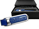 Blauer Leder-USB-Stick praegung Logo, Leder.02
