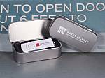 metalldose silber edel matt digitaldruck logo