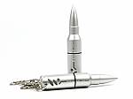 usb stick gewehrkugel pistolenkugel munition silber logo