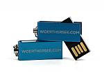 usb stick klein aluminium blau logo