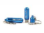 usb stick metall kapsel pille blau logo