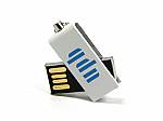 usb stick mini klein drehbar buegel weiss logo blau