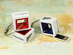 usb stick wuerfel modern kunstoff logo blau rot weiss