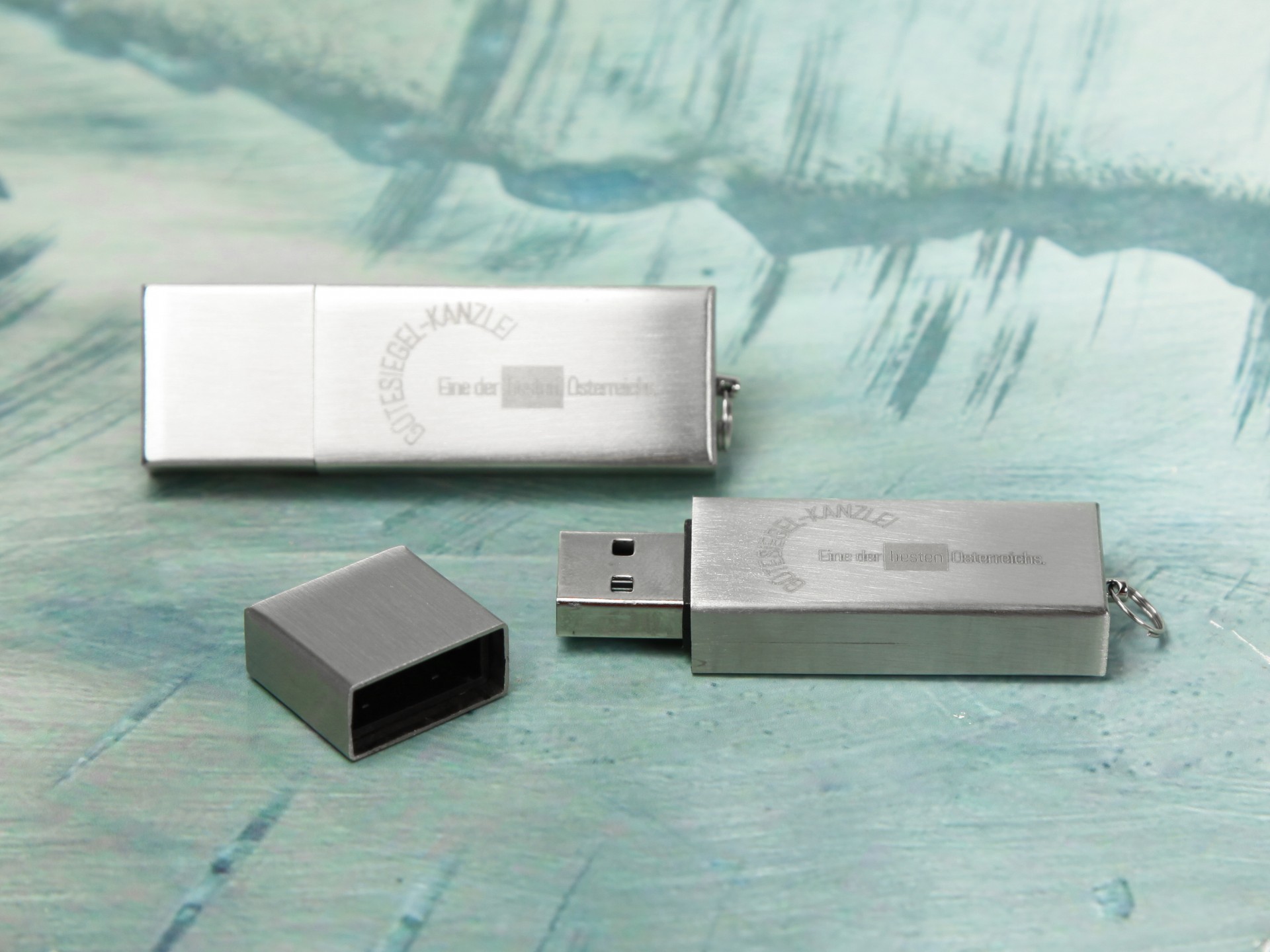 usb stick alu silber matt gravur schlicht elegant werbung