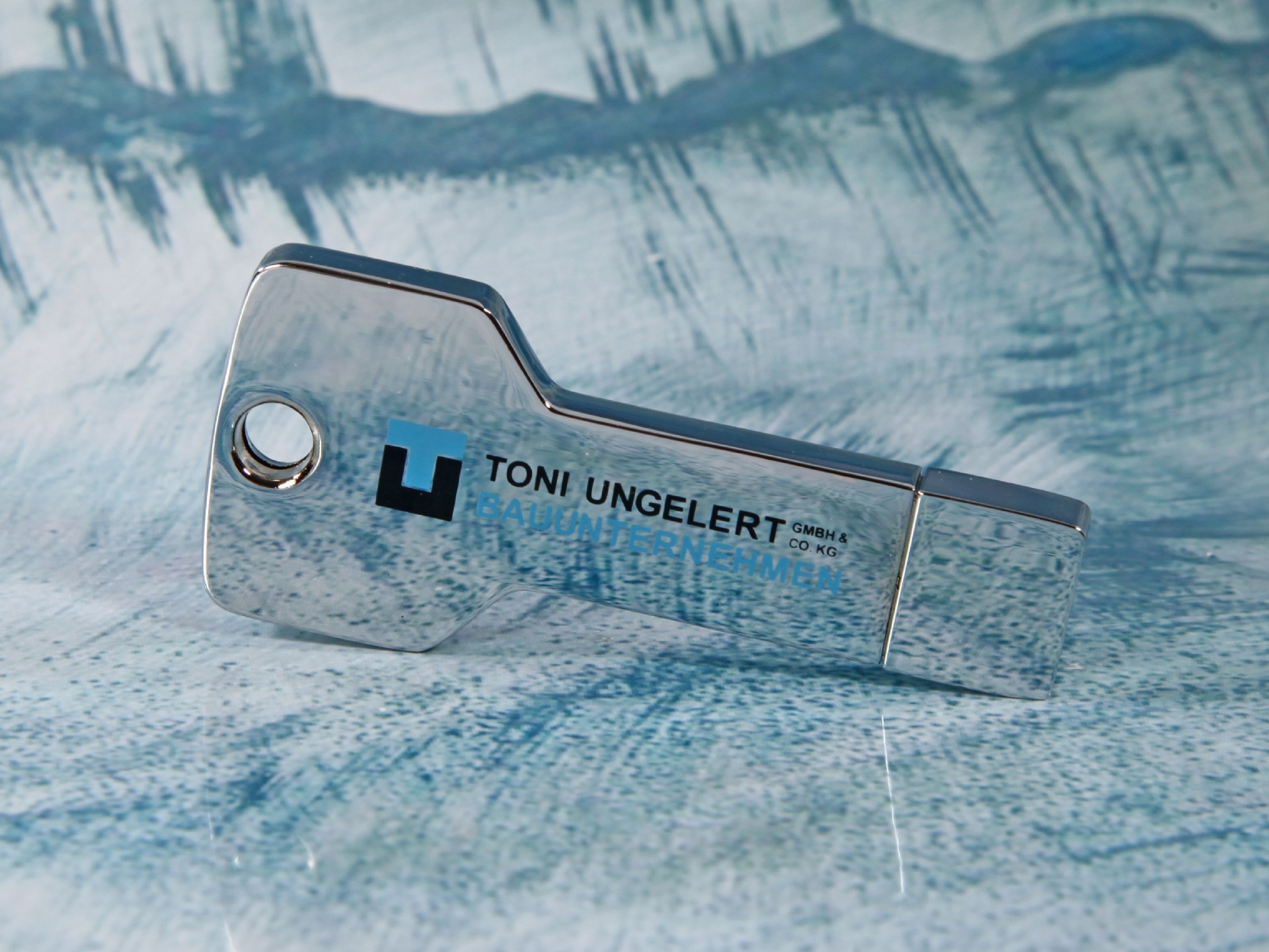 usb stick schluessel metall glanz matt digitaldruck kreativ werbung